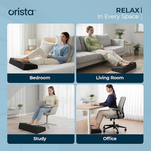 Image of Orista Ergonomic Memory Foam Footrest for Under Desk - India's 1st Massage Textured Surface Foot Stool for Office & Home - High-Density Support for Back, Knee & Hip Pain Relief