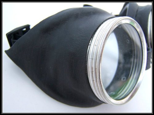 Steampunk Goggles - Black leather - Clear Lenses