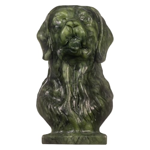Nupuyai 4" Green Jade Crystal Stone Dog Statue
