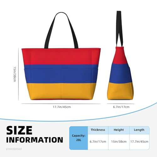 Flag Of Armenia Large Capacity Foldable Tote Bag Women Beach Tote Bag Handbag Gym Bag Travel Shopping Bag4