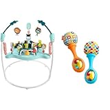 Fisher-Price Baby Bouncer Colorful Corners Jumperoo Activity Center with Music Lights Sounds & Developmental Toys (Amazon Exclusive) & Rattle 'n Rock Maracas, Blue/Orange, 2 Count