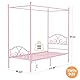 Weehom Princess Canopy Bed Frame with 4 Posters, Sturdy Metal Platform Mattress Foundation with Headboard&Footboard No Box Spring Needed Twin Size Bed for Kids Girls Adults Pink