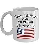 American Citizenship Mug with Flag - Ceramic Coffee Cup - Great Gift Idea