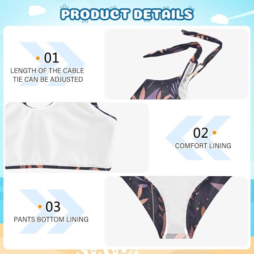 Dark Pattern Girl Two Piece Kids Bikini Set Quick-Dry Swimsuit Swimming Suits Adjustable Shoulder Strap4