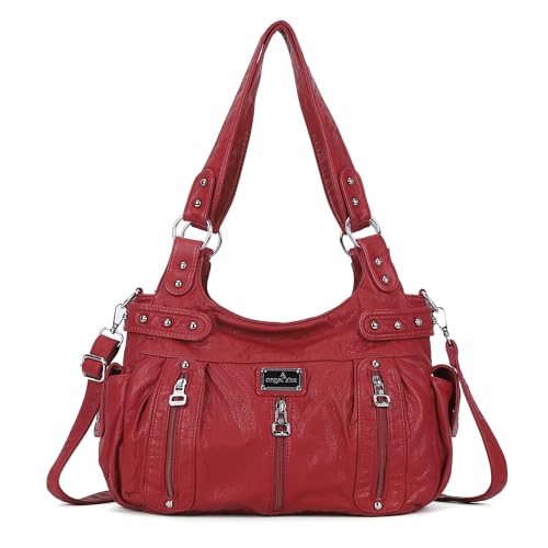 Image of Angel Kiss Large Purses and Handbags for Women Washed Faux Leather Crossbody Hobo Satchel Shoulder Handbag Tote Purse