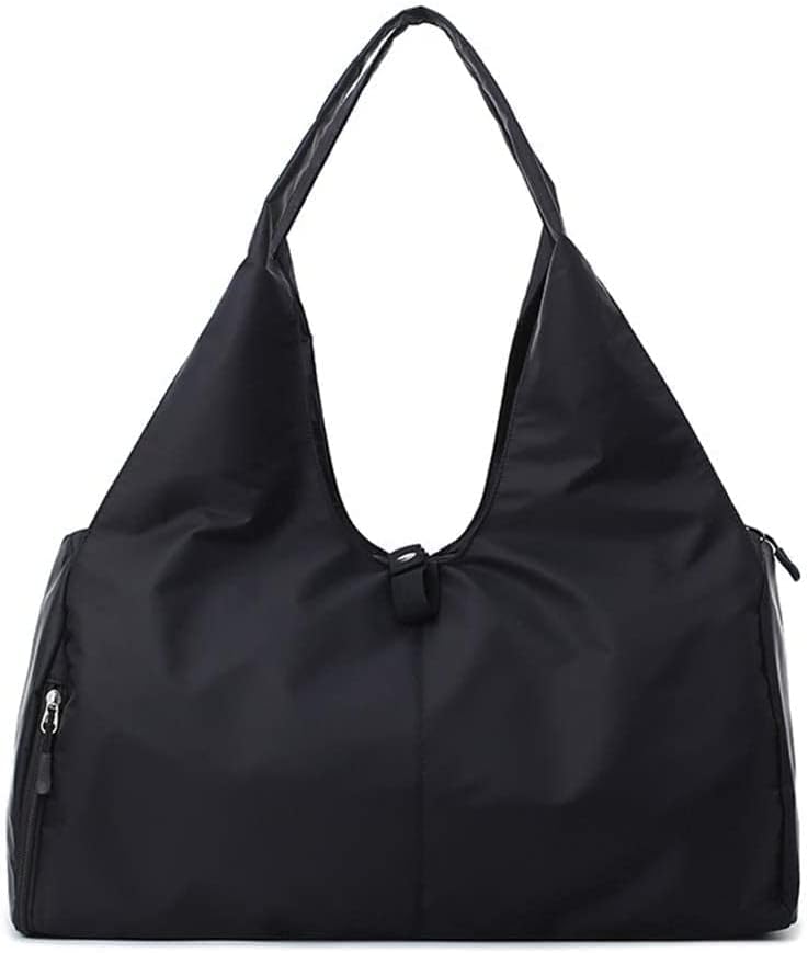 BANQLYN Women Nylon Dry Wet Depart Sport Bags Multifunction Fitness Training Yoga Duffle with Shoe compartmentFitness Bags Yoga Mat Bag with Shoes Compartment Women Shoulder Bag (Black)