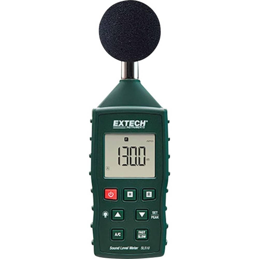 Extech SL510 Fonometro, 35-130 dB, Classe 2 | Suono 35-130 dB, +/-1dB Classe 2 (IEC 61672), ponderazione A/C, risposta rapida/lenta, hold dati
