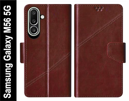 Image of SBMS Flip Cover for Samsung Galaxy M56 5G 6.7 Inch Back Cover Case with Magnatic Closure | Inbuilt Stand | Card & Money Pocket (Coffe Brown)
