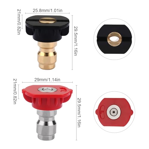 7 Pcs Pressure Washer Spray Nozzle Tips, Quick Release Pressure Nozzle Tips 1/4 Inch, Multiple Degrees Connection Pressure Washer Tips for Car Garden Cleaning - Image 2
