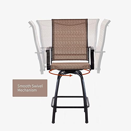 Vicllax Swivel Bar Stools Outdoor/Indoor Bar Height Patio Chairs Sling Fabric, All-Weather Patio Furniture, Pack Of 2 #TOP5