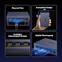 UGREEN LAN Switch 5 Port Netzwerk Switch Gigabit Web Switch, Plug und Play, VLAN, QoS, Link-Aggregation, IGMP-Snooping, energieeffizient, Robustes Metallgehäuse, unterstützt Light-Management – Ansicht 5