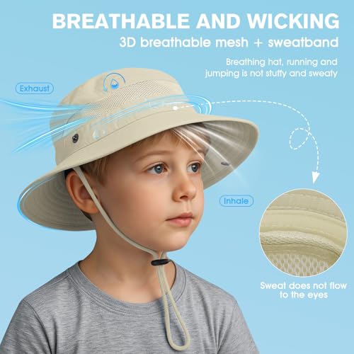 Century Star Outdoor Kids Sun Hat UPF 50+ Quick Dry Adjustable Bucket Hat Windproof Waterproof Beach Fishing Safari Hat2