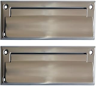 QCAA Solid Brass Mail Slot, with Solid Brass Interior Frame and Solid Brass Back Plate, 8-7/8''X2-7/8", Satin Nickel, 1 Pack, Made in Taiwan