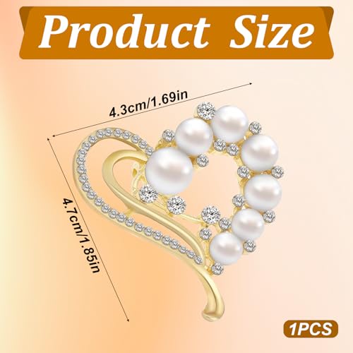 Styquenzer 604185_1_IMKH6UCU Heart Brooches Pins For Women, Simulated Rhinestone Pearl Brooch Gold Love Shaped Brooch Heart Scarf Brooch Love Heart Brooch Pin thumb #1