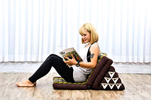 Image of Leewadee - Comfortable Japanese Floor Mattress Used As Thai Floor Bed with Triangle Cushion, Futon Mattress Or Thai Massage Mat, 67 x 21 inches, Brown Green