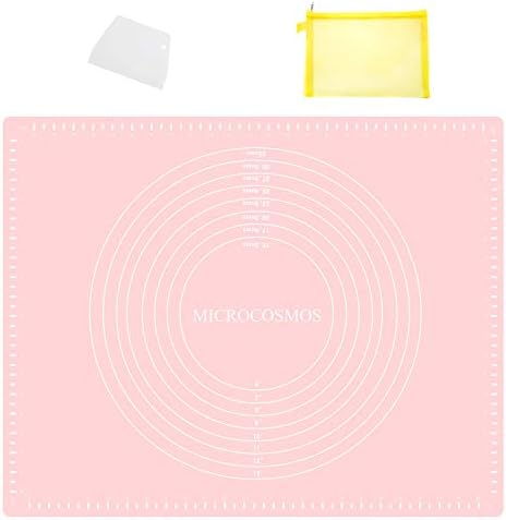 Two Extra Thick Silicone Baking & Pastry Mats with Measurements, Non-Stick, Non-slip, Countertop Safe, EZ to Clean. Great for Rolling Dough; Kneading Fondant; Cut Pasta; Make Pizza. 19.6" x 15.7"
