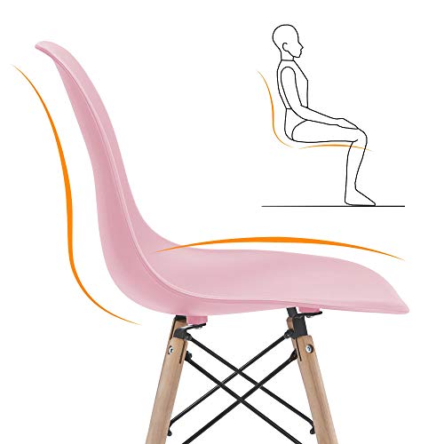 Yaheetech 4Pcs Dining Chairs With Beech Wood Legs And Metal Wires Modern Side Shell Eiffel Dsw Chairs For Dining Room Living Room Bedroom Kitchen Lounge Reception, Pink #TOP6