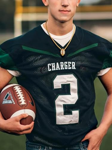 Bestyle Bling Football Baseball Necklace for Men, Full CZ Men Gold Necklace Chain Gold Ball Pendant Sport Jewelry for Sprots Fan4