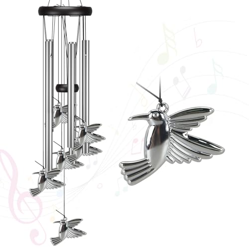 Image of Virekm Hummingbird Wind Chimes for Outside, Decorations for Patio Porch | Bird Wind Chime Outdoors, Clearance Sympathy Windchimes Deep tone, Memorial Gifts for Mom, Garden Decor for Home and Backyard