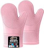 Gorilla Grip Heat and Slip Resistant Silicone Oven Mitts Set, Soft Cotton Lining, Waterproof, BPA-Fr