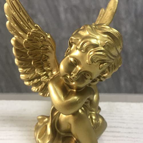Set de 2 Figuras de Ángel pequeño dorado en resina miniatura 3