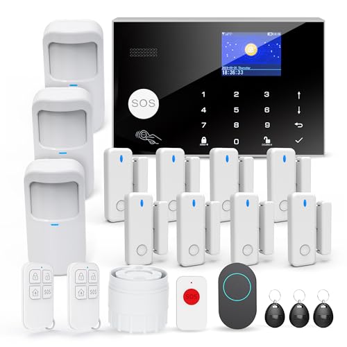 TUGARD Allarme Domestico Wireless WiFi, 20 Pezzi GSM 4G Sistema Antifurto di Sicurezza 120DB, Kit per la Casa, Compatibile con Alexa, Google Assistant