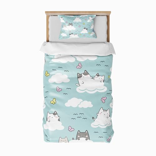 ZTYROLJ Chaton Housse de Couette 90x190cm, Housse de Couette...