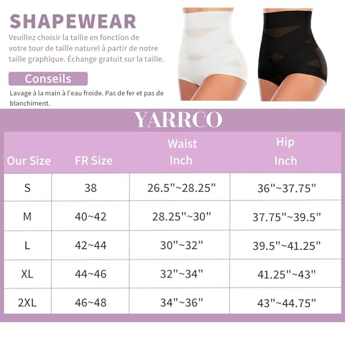 YARRCO Culotte Gainante Femme Ventre Plat Gaine Amincissante Invisible Taille Haute Culottes Sculptantes Panty Gainant sans Couture Minceur Shapewear Slips (#01 Blanc,XL) – vue 6