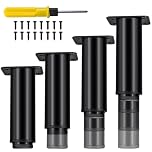 Jiaxitek 25-43 cm Metal Adjustable Furniture Legs,4Pcs Adjustable Height Heavy Duty Bed Center Frame Support Leg,Legs for Kitchen Cabinet/Dresser/TV Stand/Sofa/Chair/Bed/Coffee Table