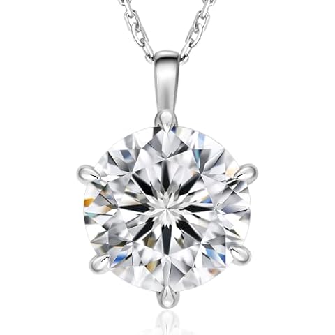 KRKC Moissanite Pendant Solitaire Necklace for Women, 0.5CT/1CT/2CT/3CT/4CT Lab Created Diamond Pendant, 6-Prong, VVS1 Clarity D Color, Adjustable S925 Sterling Silver Chain, 14K White Gold Plated, Anniversary Romantic Gift for Her, Birthday Gifts for Wife Girlfriend Mom Daughter, Mother's Day Valentines Christmas Gift Cover