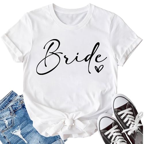 LBP Bride T-Shirt Team Bride Shirts Bachelorette Party Shirts Bridal Party T-Shirt Bridesmaid Proposal Gift White