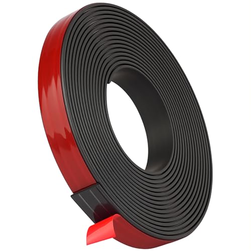 AXFEE 4M Magnetic Tape Self Adhesive, 15mm Magnet Strips for Window Screen and Door Curtain, Cut and Stick Freely, Magnetic Strip for Whiteboards, Fridge Organization