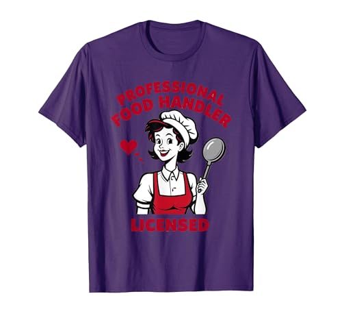 Professional Food Handler Licensed Lunch Lady T-Shirt, Men, Purple, Small