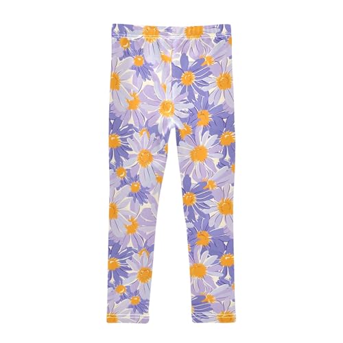 Purple Flower Painting Girls Leggings Athletic Pants Tights Stretch Bottom2