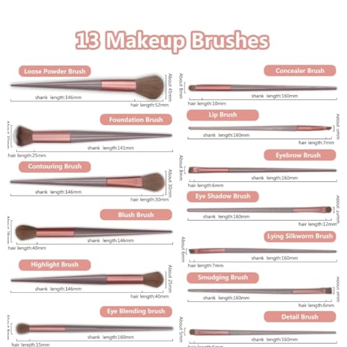 Image of Luxury Makeup Brush Set - Elegant Brown Handle Beauty Tools for Foundation, Highlighting, and Eyeshadow