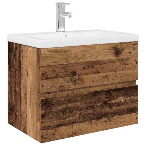 vidaXL Mobile da Bagno con Lavabo Integrato e Rubinetto Legno Antico, Mobile lavandino Bagno, Mobile Bagno vanità, Mobile lavabo per Bagno