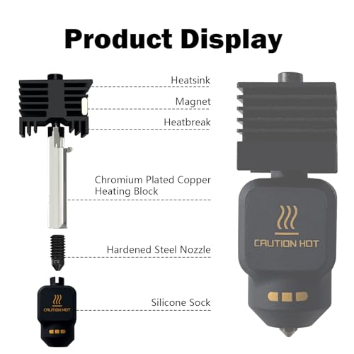 HzdaDeve 2-Pack P2S/X2D/H2D/H2S/H2C 0.2MM Combo Hotend Druck Kopf Hot End Kit Extruder Upgrade Hochtemperatur gehärtete Stahldüse mit 2PCS Silikon Abdeckung Socke für Bambu Lab A1/A1 Mini 3D Drucker
