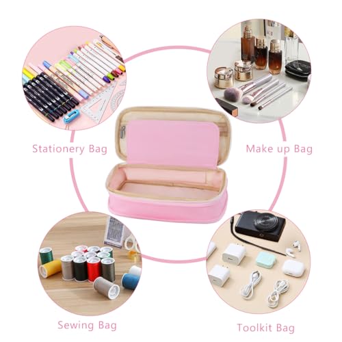 Image of iSuperb Foldable Pencil Case Zipper Big Capacity Canvas Pencil Pouch Stationery Organizers Pen Bag Compartments Cosmetic Makeup Bags For Girls Boys (Multicolor)