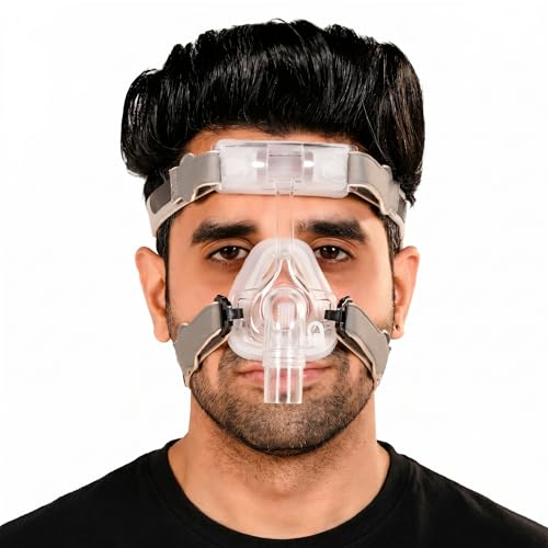 Image of Cpap Mask for cpap machine for sleep apnea NASAL CPAP type face mask covers nose only compatible to all cpap machine with head strap 100% Transparent (MEDIUM)