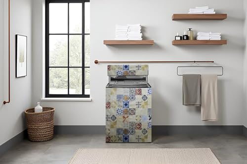 Image of Stylista Top Load Fully Automatic Washing Machine Cover Compatible for IFB 8 kg, 8.5 kg, 9 kg & 9.5 kg, Mosaic Pattern Yellow