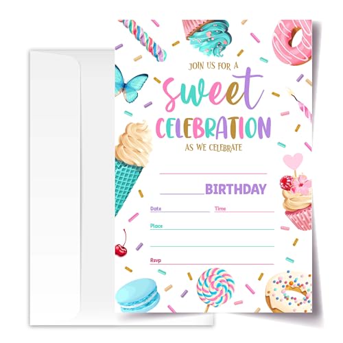 Invitation anniversaire fille motif glace pour célébrer son goûter entre copines de classe