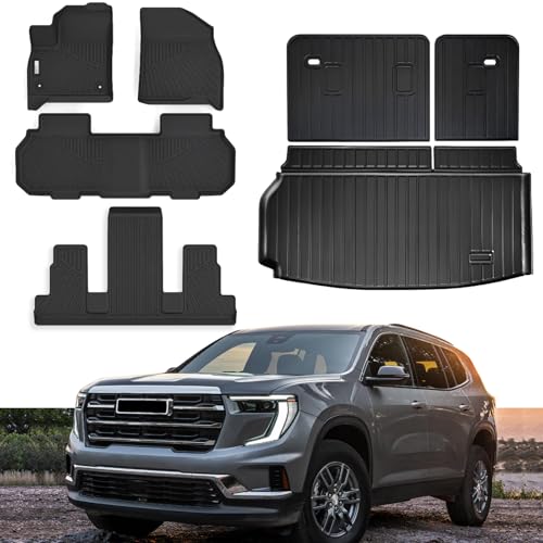 Floor Mats & Trunk Mat Fit for GMC Acadia (7-Seats) 2024 2025 2026,All Weather Protection TPE, Anti-Slip Floor Mats & Cargo Liner for GMC Acadia 2024 2025 2026 Accessories