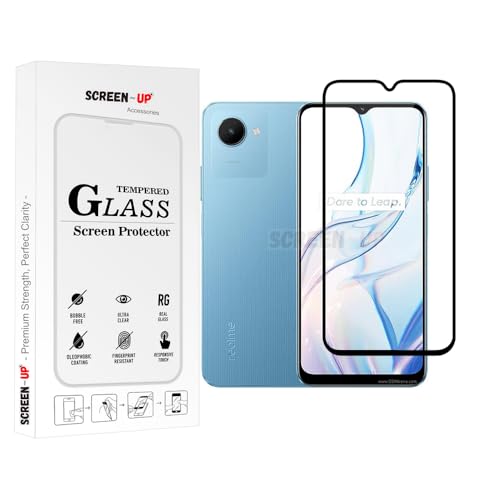 Image of ScreenUp Tempered Glass For Realme C30s - Ultra Clear, 9H Scratch Resistant, Full Coverage, Easy Install Screen Protector