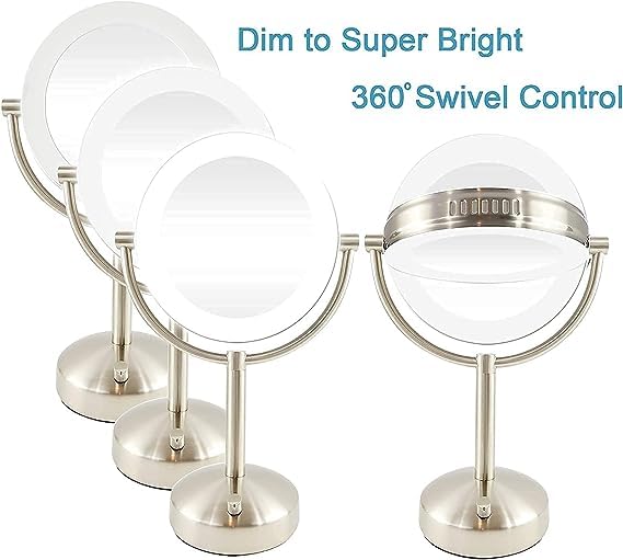 Brookstone Make-up-Spiegel Mit Natürlichem LED-Licht – 10x & 1x Vergrößerung, Schwenkbar, 45,7 Cm Hoch