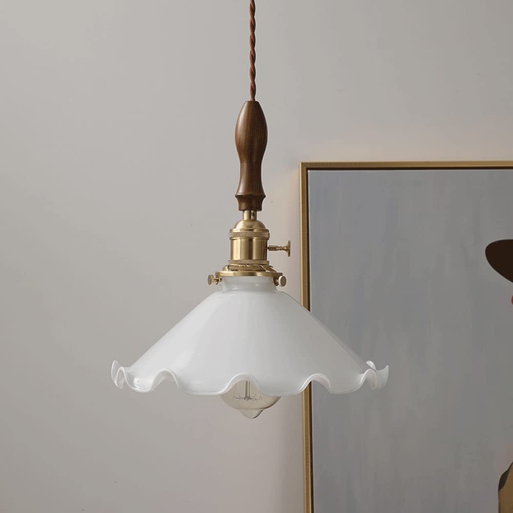 Lampa wisząca sufitowa, chińskie lampy wiszące V-intage, szkło mosiężne, regulowana wysokość, lampy wiszące, biała podstawa E27, mała i wykwintna, odpowiednia do ganku, alejki, restauracji,