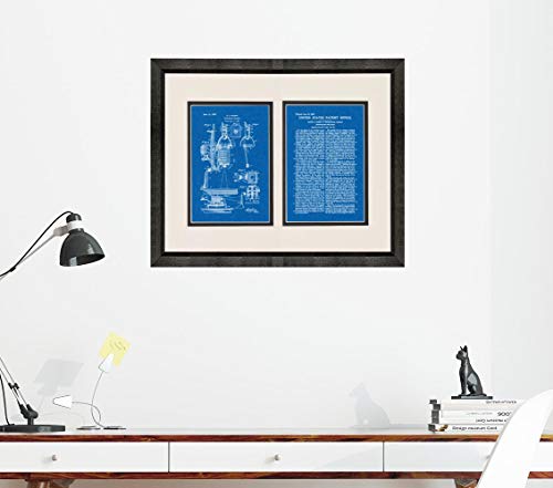 Photographic Enlarger Patent Art Blueprint Print in a Beveled Black Wood Frame with a Double Mat (20\" x 24\") M15452 - Thumbnail 3