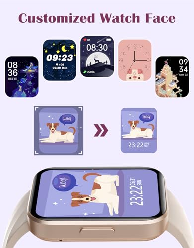 Image of RUIMEN Smart Watches for Women Men (Answer /Make Calls) Compatible with iPhone /Android Phones, 1.85 inch HD Screen Fitness Tracker Heart Rate Monitor 100+ Sports Tracker Watch Waterproof (Milky White)