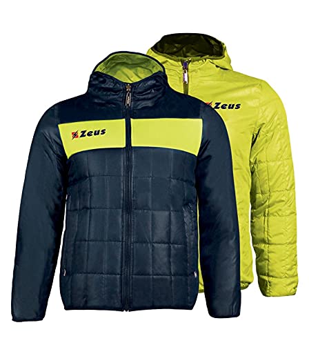  Giubbotto Apollo Blu-Giallo Fluo Zeus Double-Face Sport Uomo Staff Inverno Winter jogging Allenamento Relax Calcio Calcetto Torneo Reversibile unisex (L)