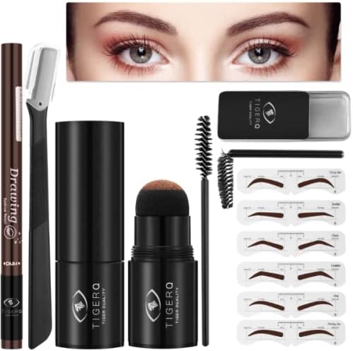 Eyebrow Stamp Stencil Kit: Eyebrow Stamp, Brow Soap, Eyebrow Razor, 6 Stencils, Brow Pencil, Eyebrow Shaping Kit, Brow Stamp Kit, Eyebrow Stamp Kit, Brow Stencil Kit, Brow Stencil and Stamp Kit