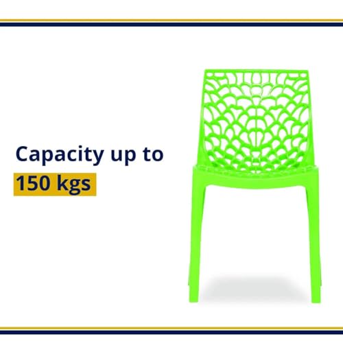 Image of activa Web Designer Plastic Chair for Home, Office and Restaurant and Cafe|Armless Chair for Dining Room| Heavy Duty Outdoor Plastic Chair | Designer Balcony Chair (Green, Set of 2)